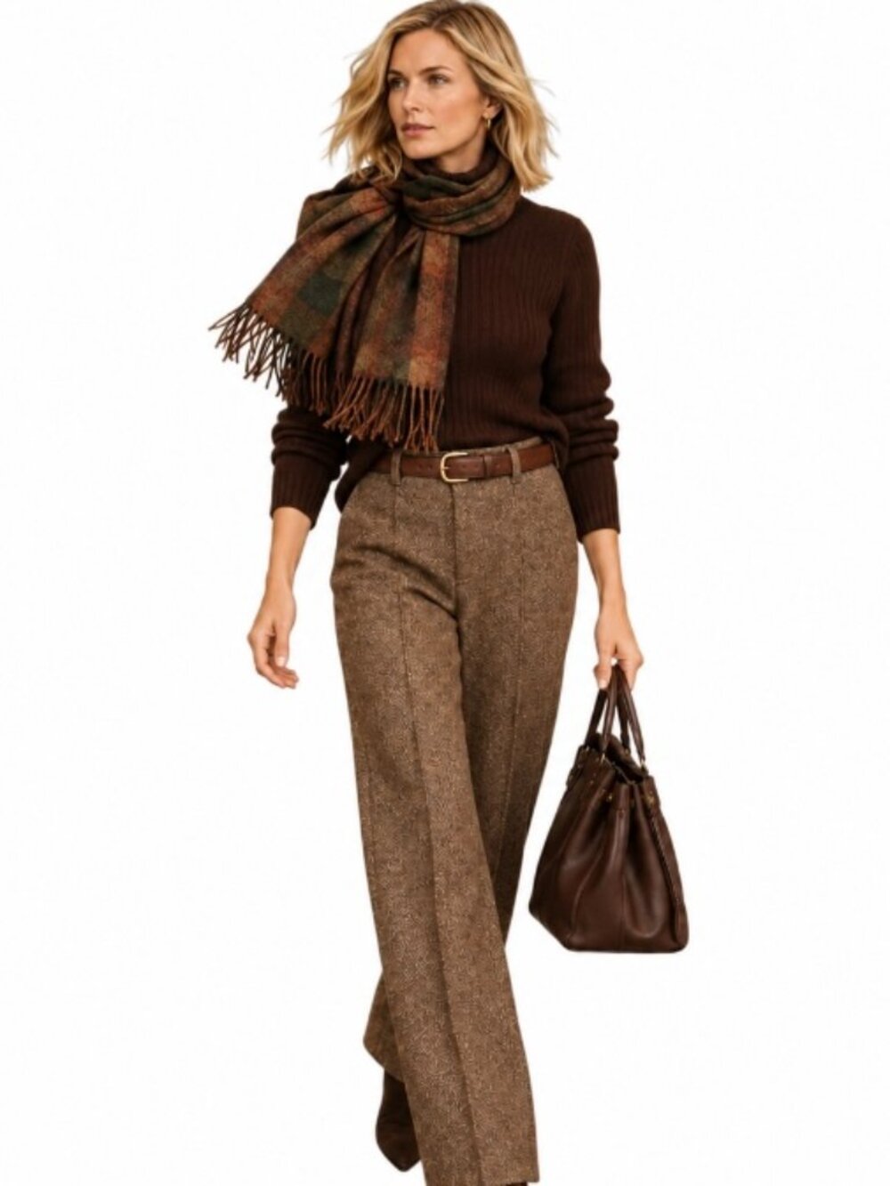 Ann Taylor Loft women's brown tweed trousers size 4 wool blend preppy fall